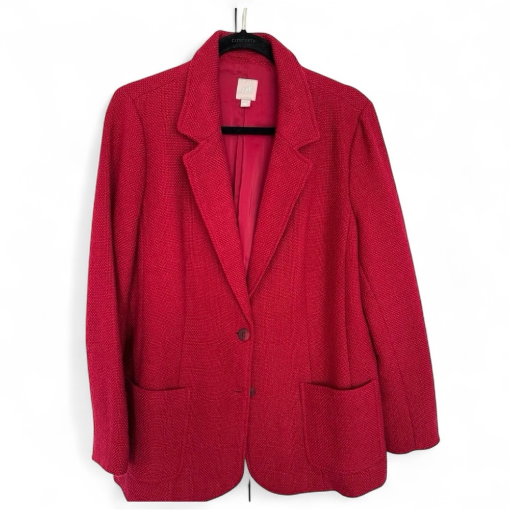 J.Jill Deep Claret Red Wool Blend Textured Blazer | Size - Picture 8 of 14